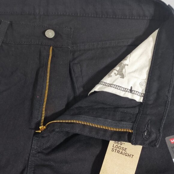 Levi's 569 jeans men's size W36(34)/ L34 black colour loose fit straight stretch - Picture 12 of 15